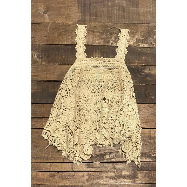 Whispering Details Lace Tank - 100% Cotton - Made in USA