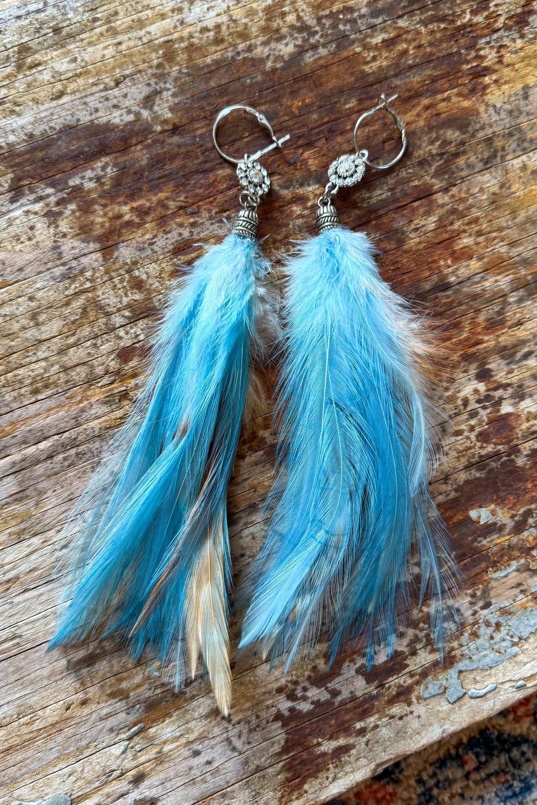 Feather Earrings - Blue