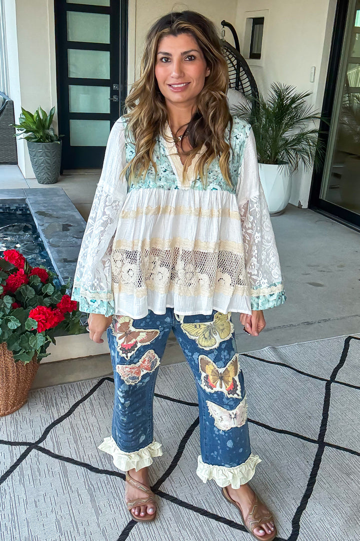 Rosewater Bloom Top - 100%Cotton - Off White