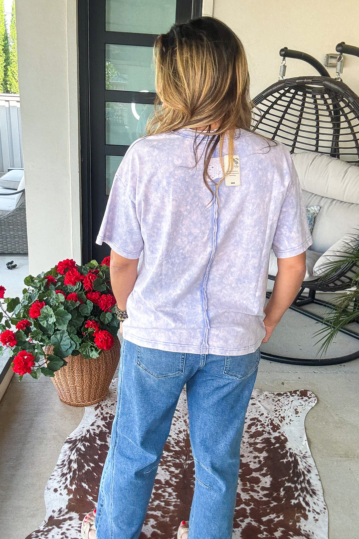 Eyelet Elegance Bow Top - 100% Cotton - Lavender 