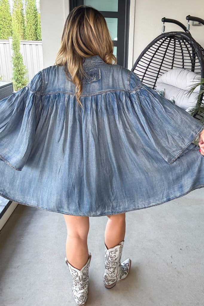 Wild Soul Oversized Denim Dress -  100% Cotton