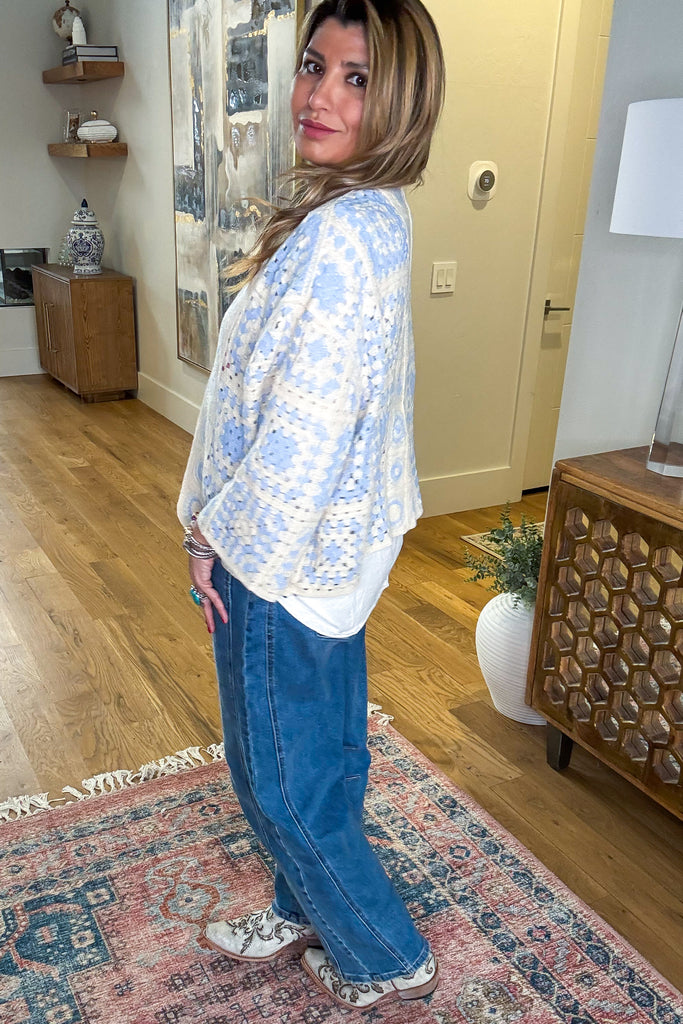 Summer Drift Crochet Cardigan - Sky