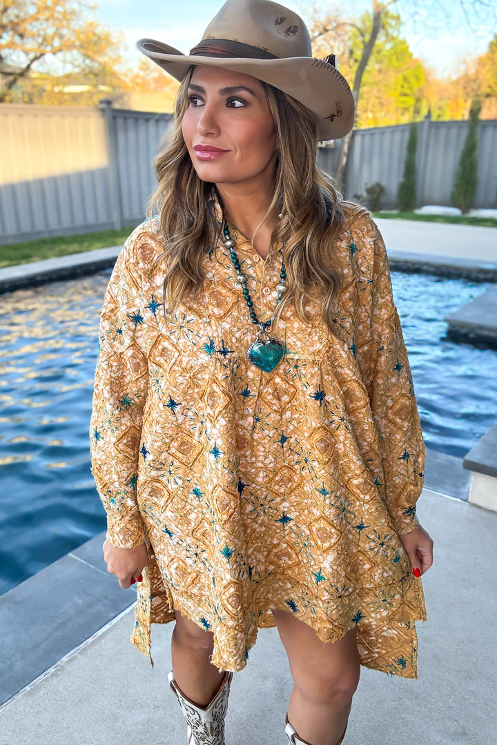 PRE ORDER: Golden Mesa Handmade Embroidered Tunic - 100% Cotton
