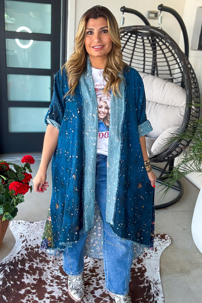 PRE ORDER: Midnight Moonflower Goddess Duster - 100% Cotton