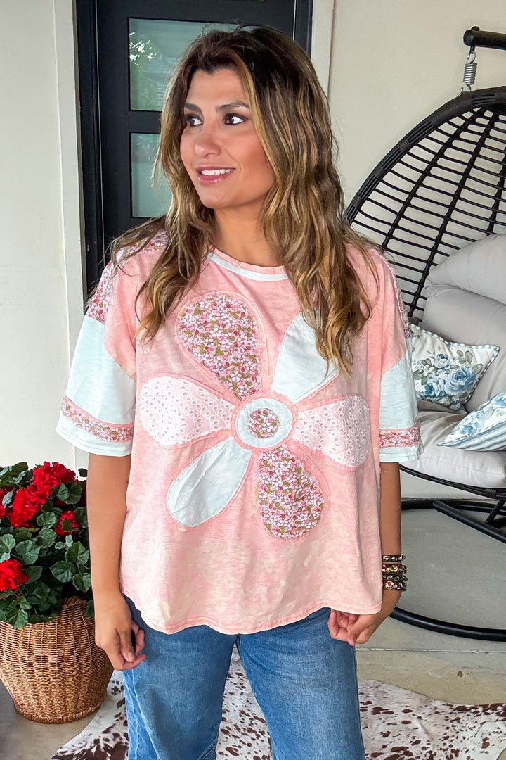 Petal Kisses Oversized Patchwork Top - 100% Cotton
