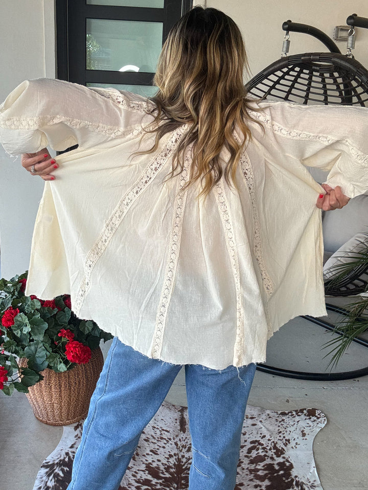 Riverstone Lace Tunic - 100% Cotton - Natural