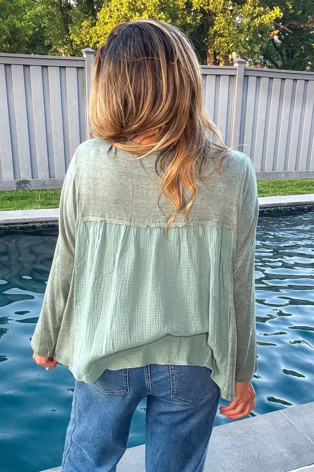Meet You At Dawn Oversized Top - Sage - Oversized