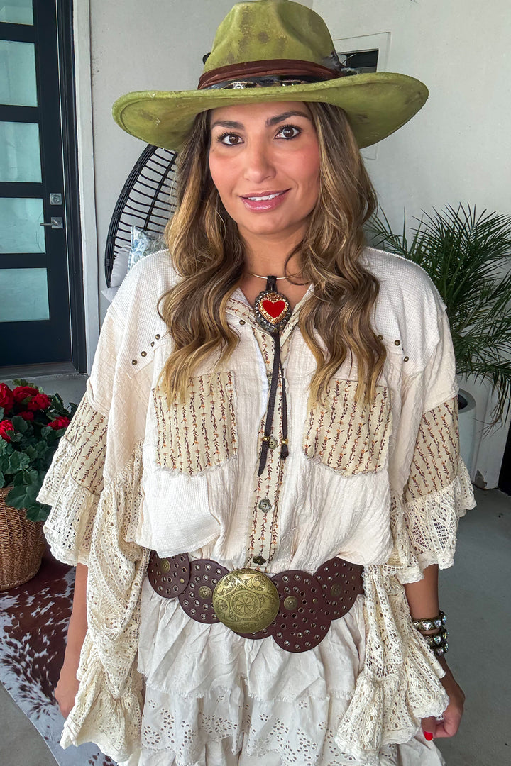 Lace And Leisure Top - 100% Cotton - Natural