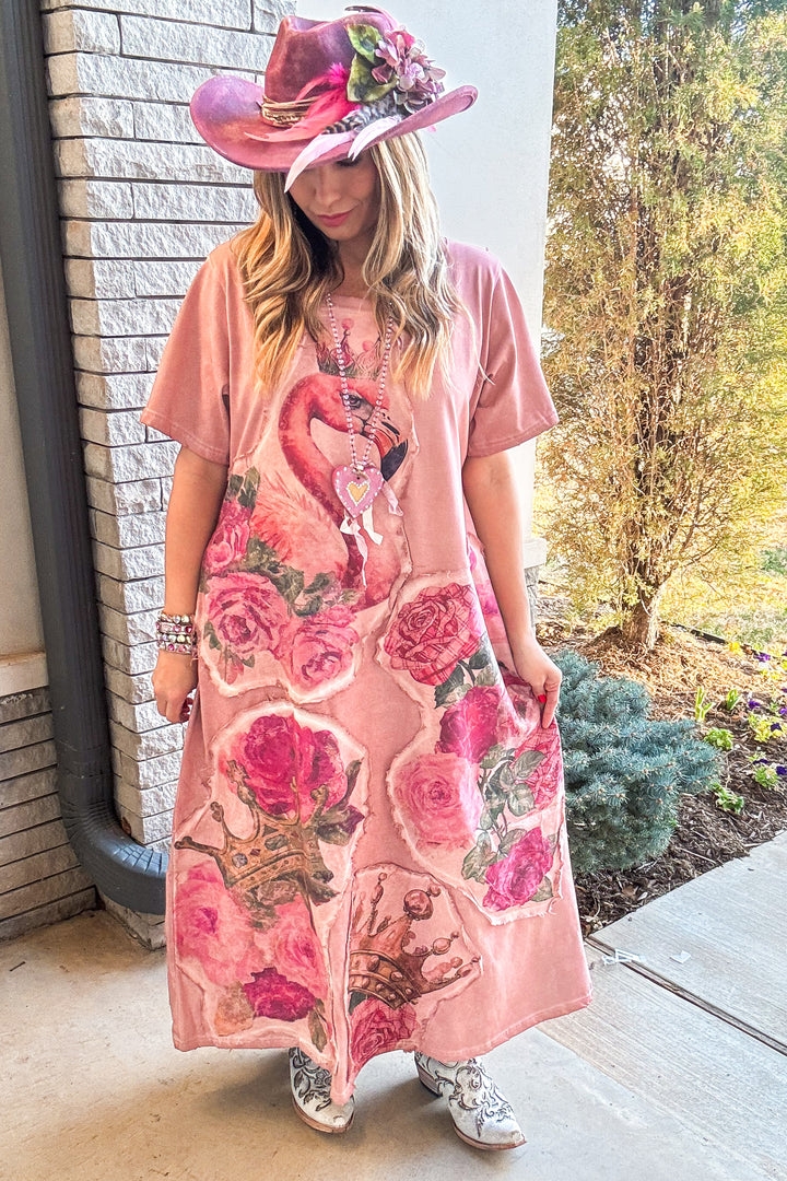 Flamingo Heirloom Pink Maxi Dress - 100% Cotton