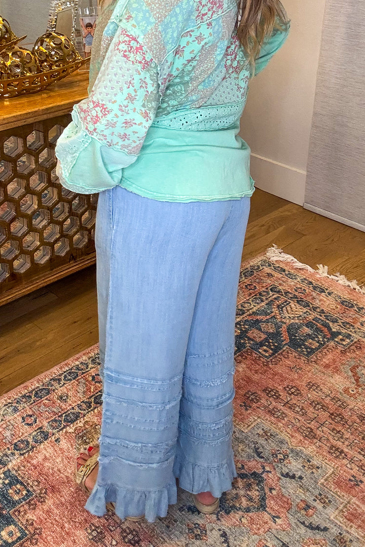 Ruffle Bottom Jeans - Lt. Denim - SALE
