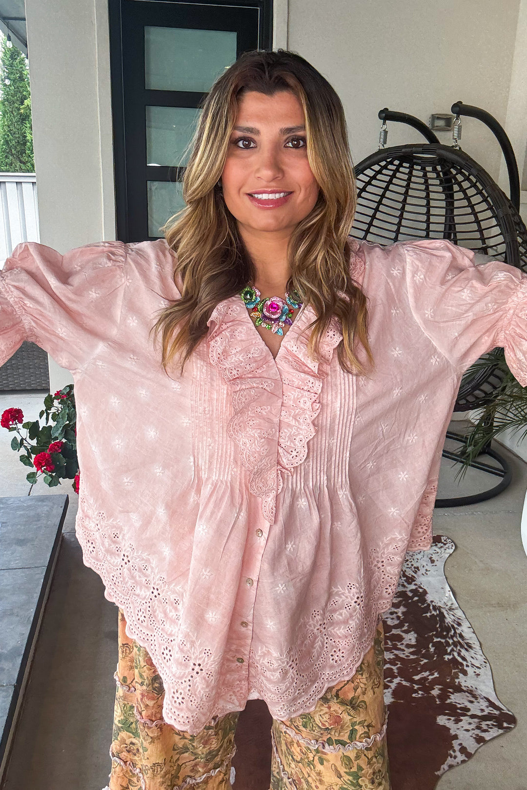 PRE ORDER: Timeless Romance Top - 100% Cotton - Pink