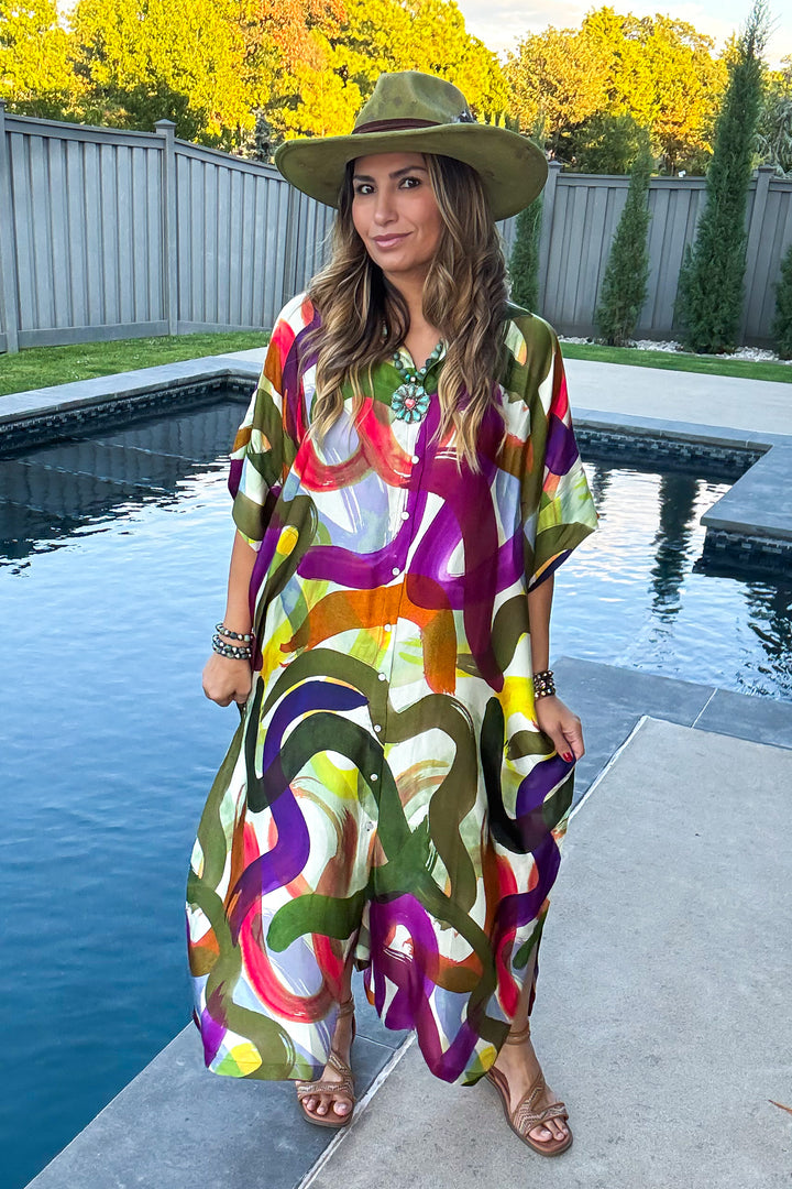 Satin Fall Colors Dress - Multi Mix
