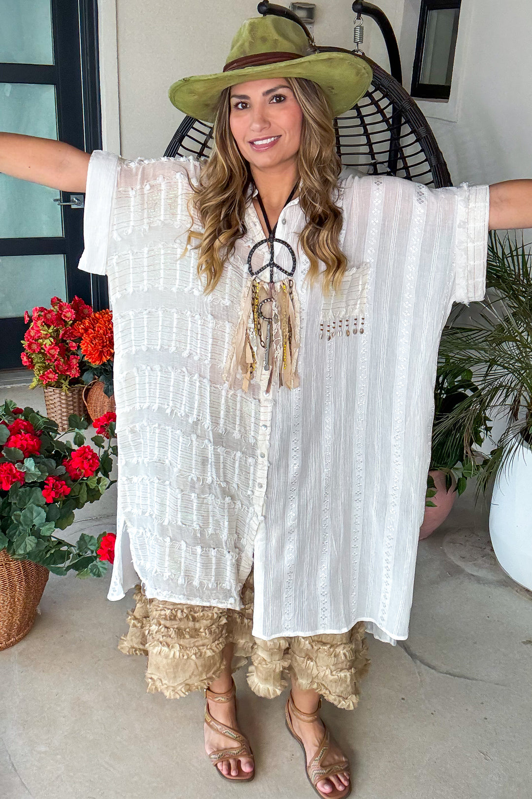 Prairie Moon Sheer Maxi Tunic/Duster - 100% Cotton - Natural