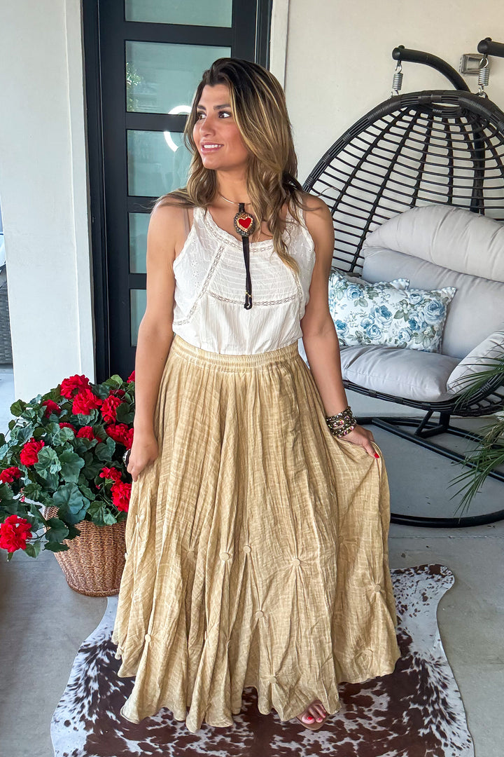 Dancing Petals Skirt - Tea - 100% Cotton