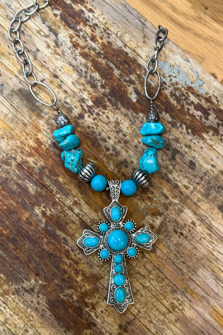 Turquoise Faith and Stone Necklace