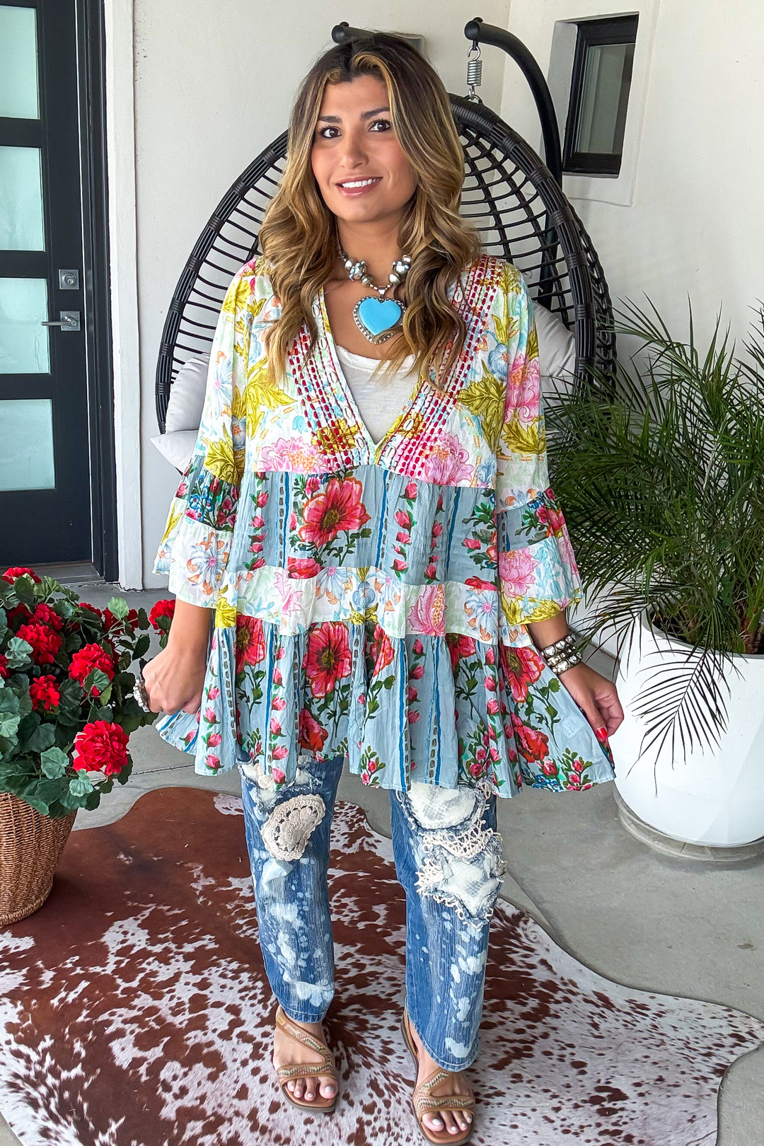 Seabreeze Shell Dress - 100% Cotton - Cream/Jade