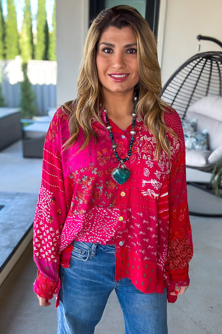 PRE ORDER: Painted Desert Patchwork Blouse - 100% Cotton