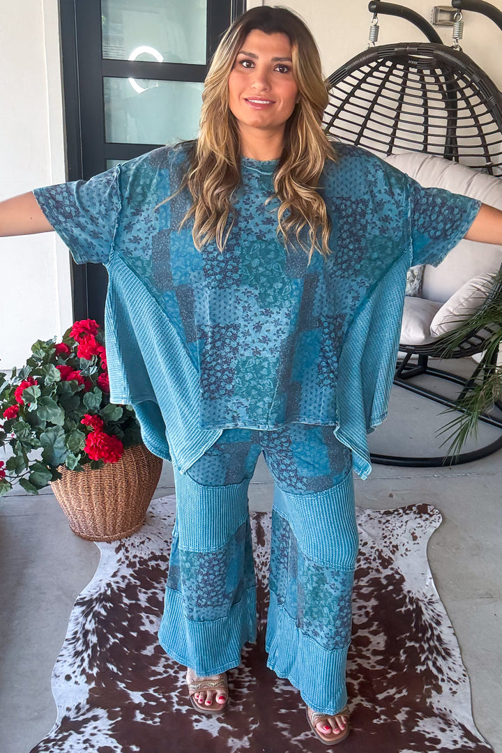 Stitch And Stroll Oversized Top - 100% Cotton - Teal