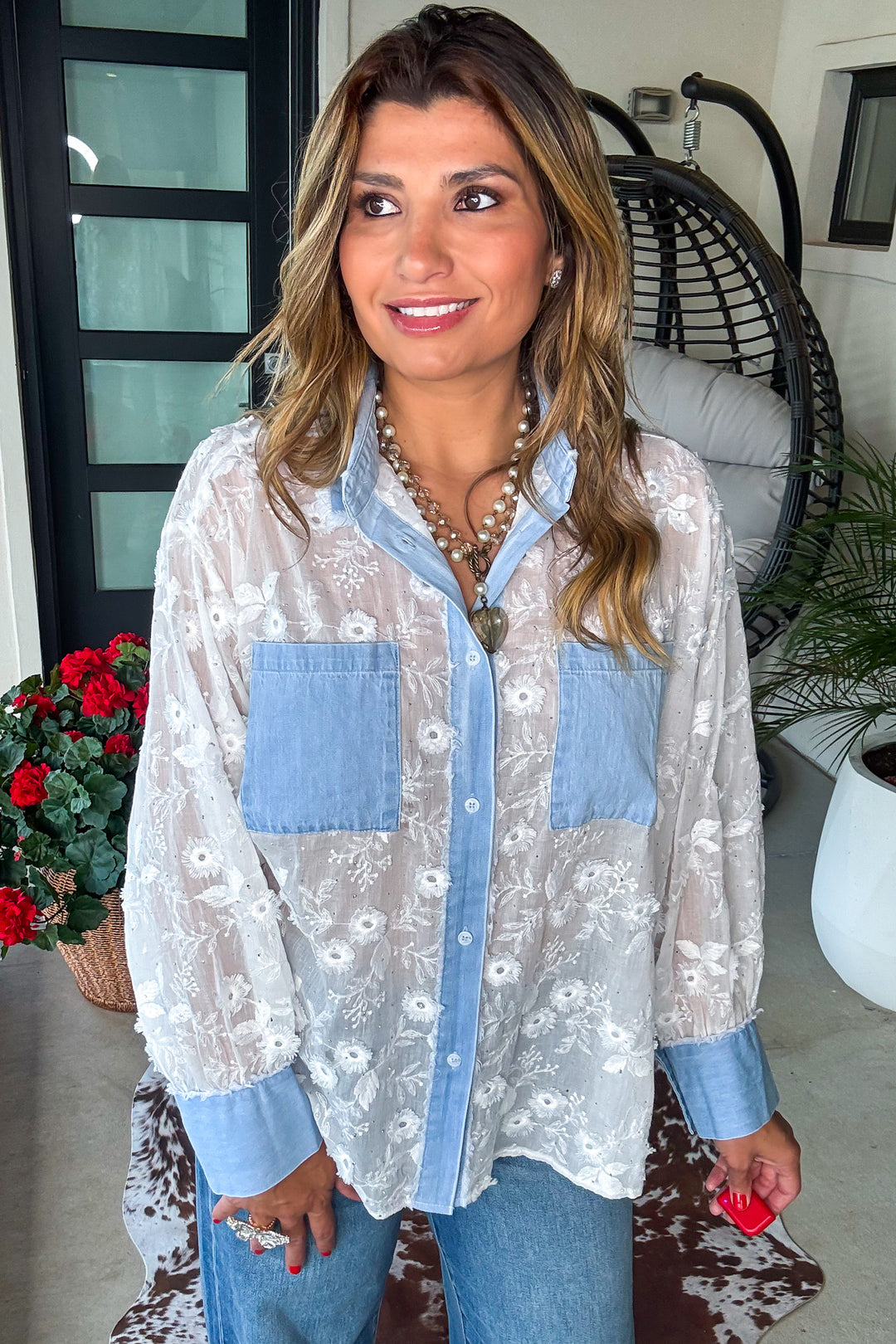 PRE ORDER: Diamond Dust Rhinestone Button Up Top - White - Made in Italy