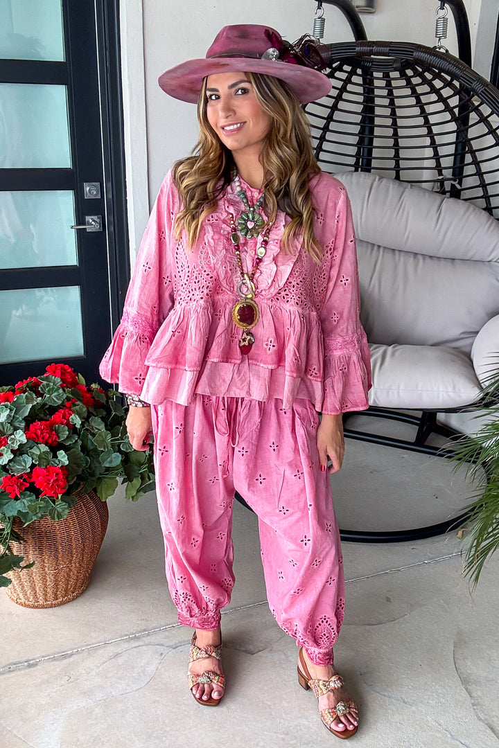 Heirloom Eyelet Top - Petal Pink - House of Jaded Gypsy Exclusive
