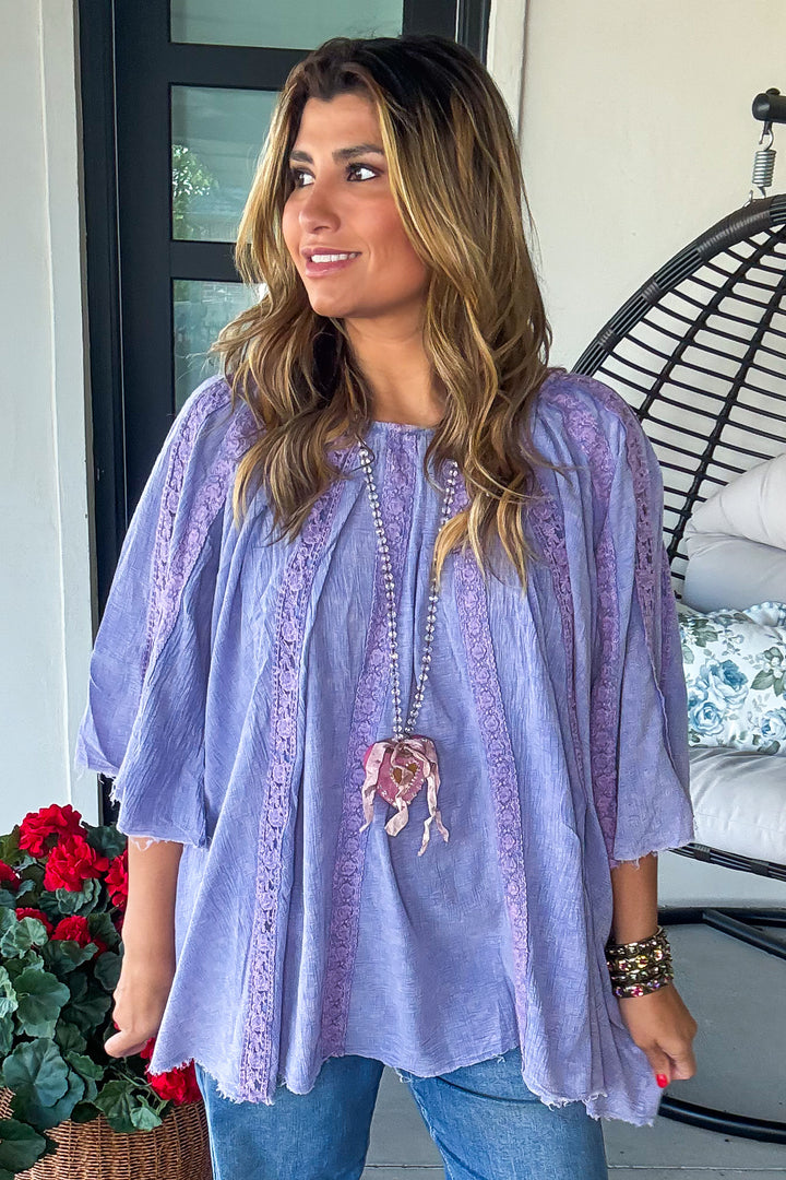 Riverstone Lace Tunic - 100% Cotton - Periwinkle