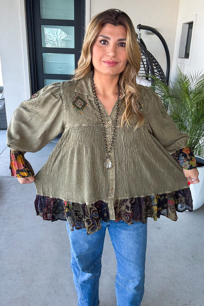 Dreams That Come True Oversize Top  - Gravel