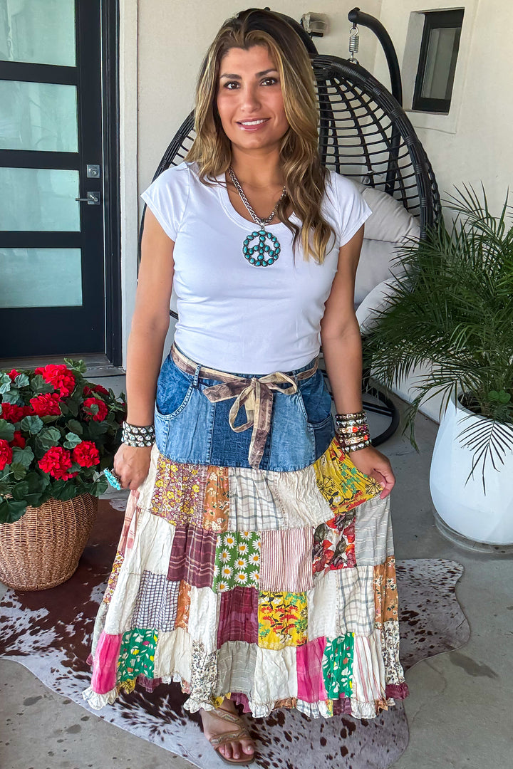 Savannah Skies Maxi Skirt - 100% Cotton - Denim