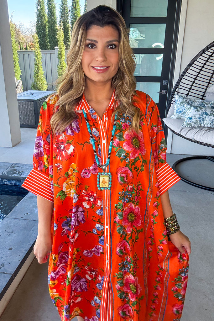 Wander Light Maxi Beach Cover Up/Dress - 100% Cotton - Orange