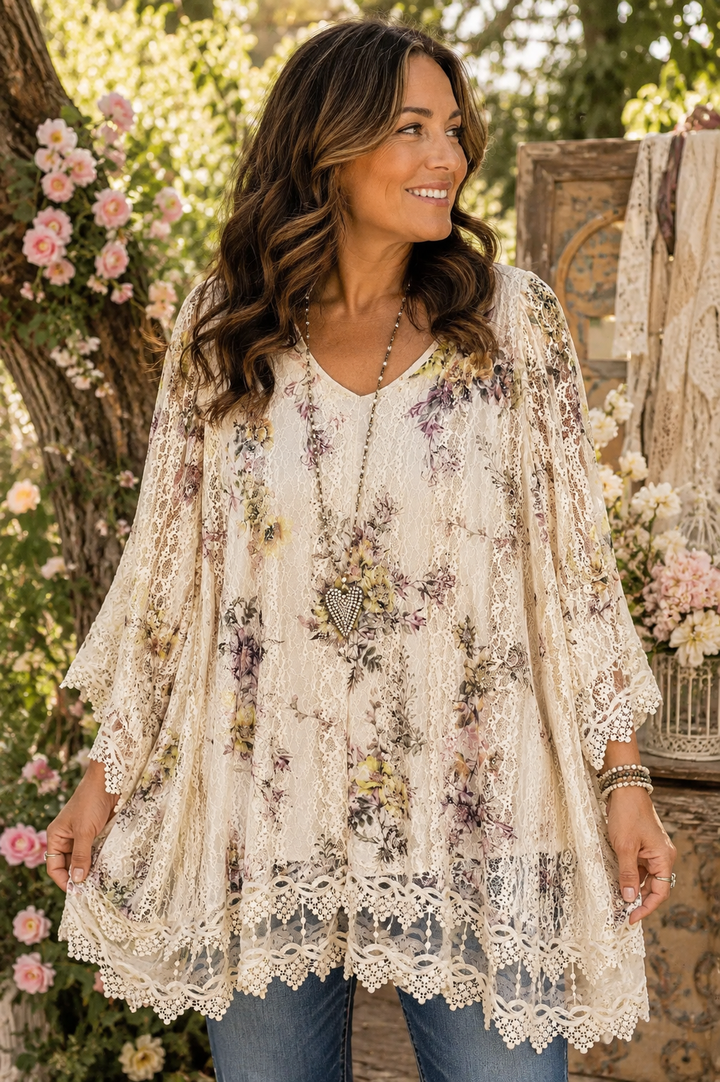 AHB EXCLUSIVE: Laughing Now Layered Tunic - Beige/Yellow Floral