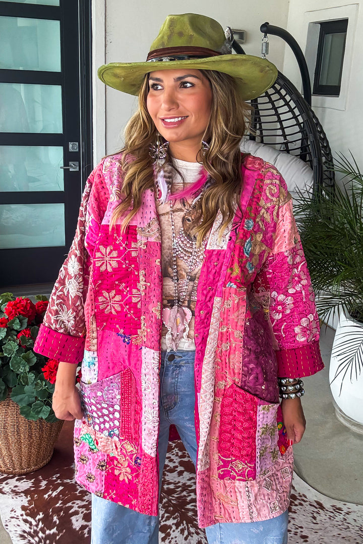 Timeless Spark Kimono - 100% Cotton Pink