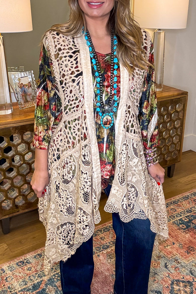 Vintage Lace Boho Duster – High Low 100% Cotton Lace Duster