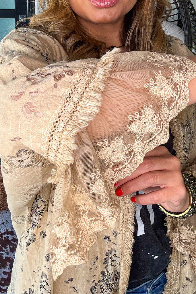 Golden Lace Whisper Kimono - Made in USA
