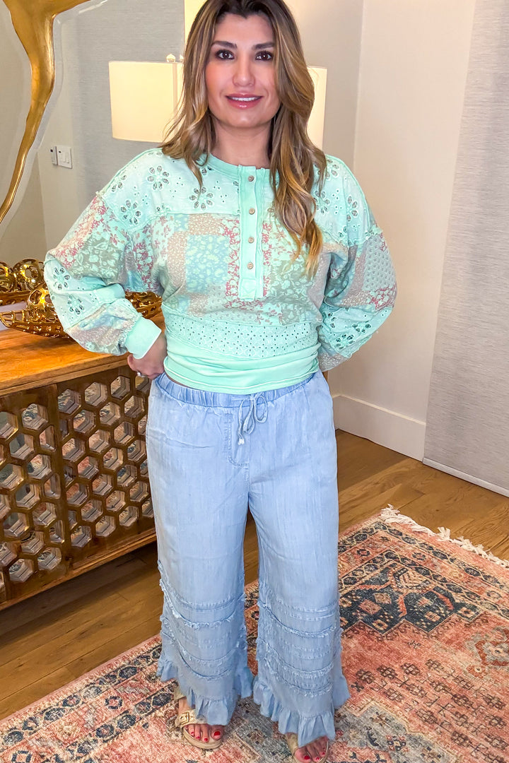 Ruffle Bottom Jeans - Lt. Denim - SALE