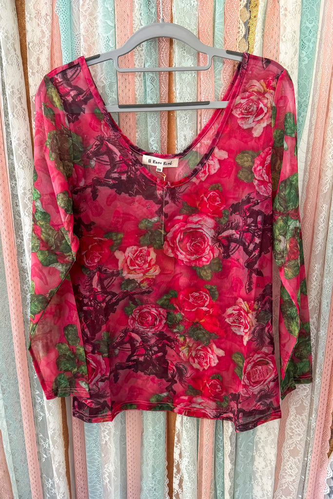 Cowgirl and Roses Mesh Top