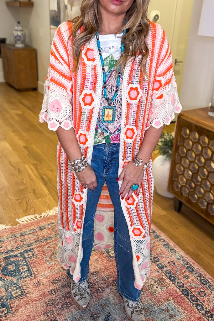 Thoughtfully Simple Crochet Cardigan - Orange