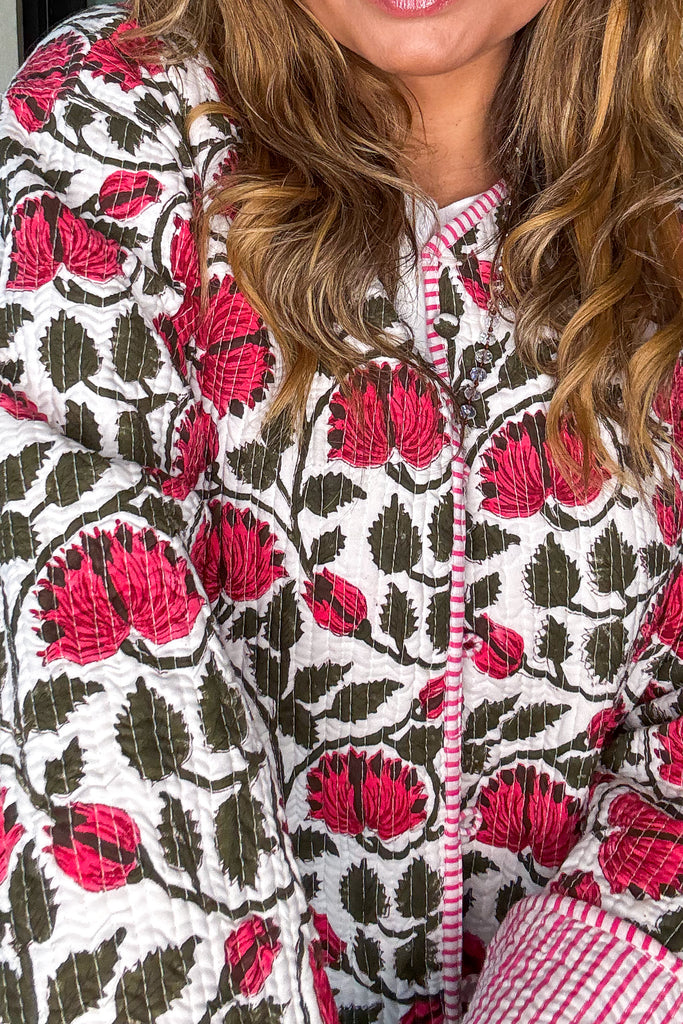 Handmade:  Blushing Garden Reversible Quilt Jacket - 100% Cotton