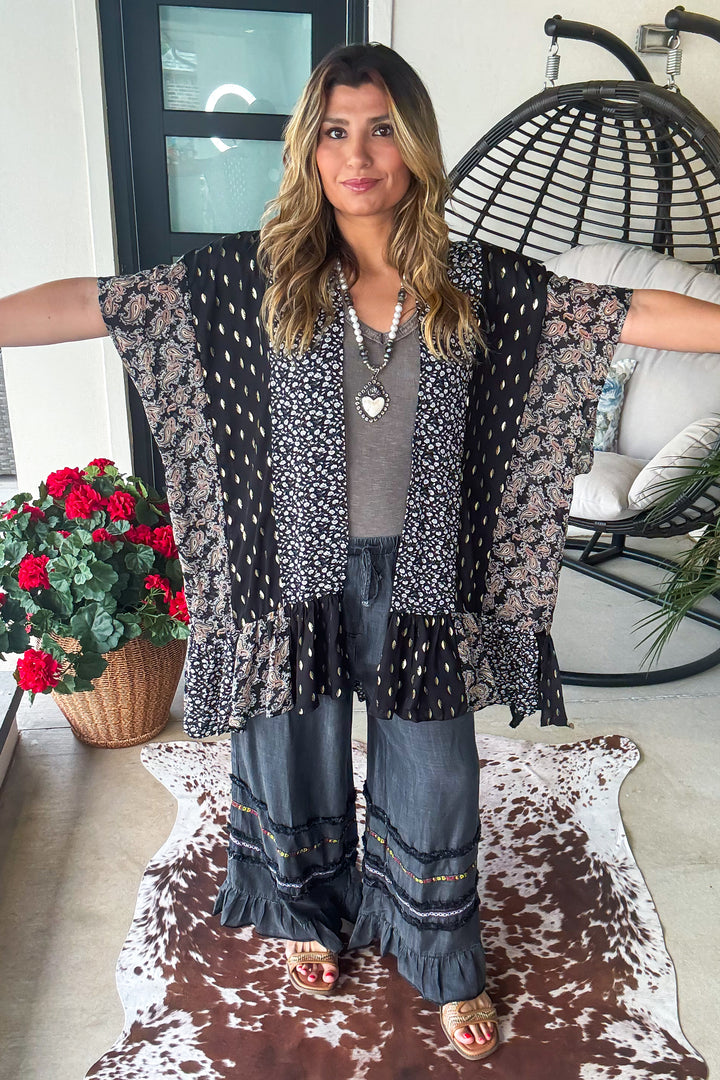 Sheer Love Oversized Kimono - Black Mix