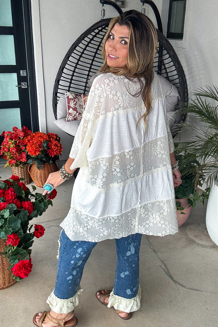 Moonwashed Lace Oversized Tunic - 100% Cotton - Off White
