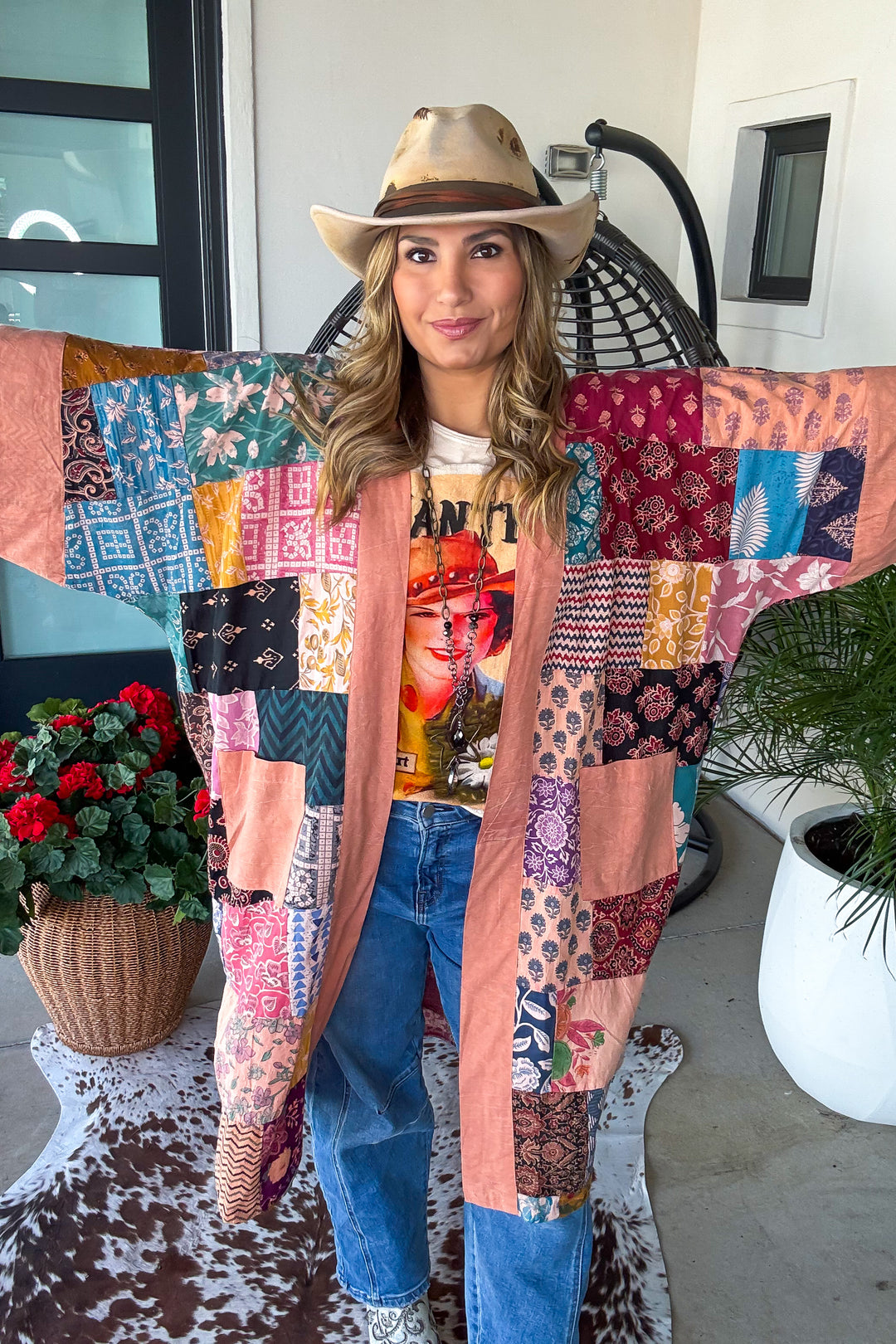 The Nepal Oversized Kimono - 100% Cotton - Peach
