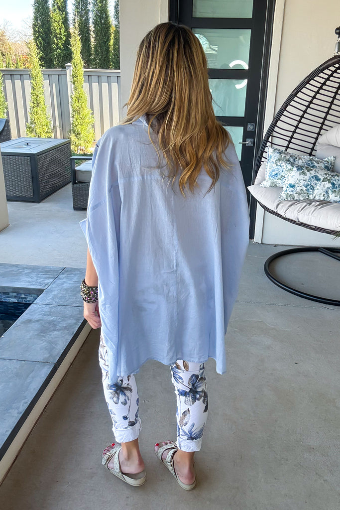 Oversized Daily Favorite Tunic - 100% Cotton -  Sky Blue