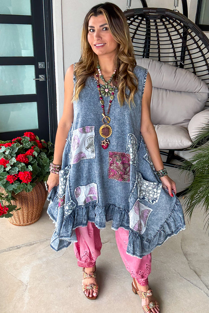Wandering Ruffles Dress - Denim