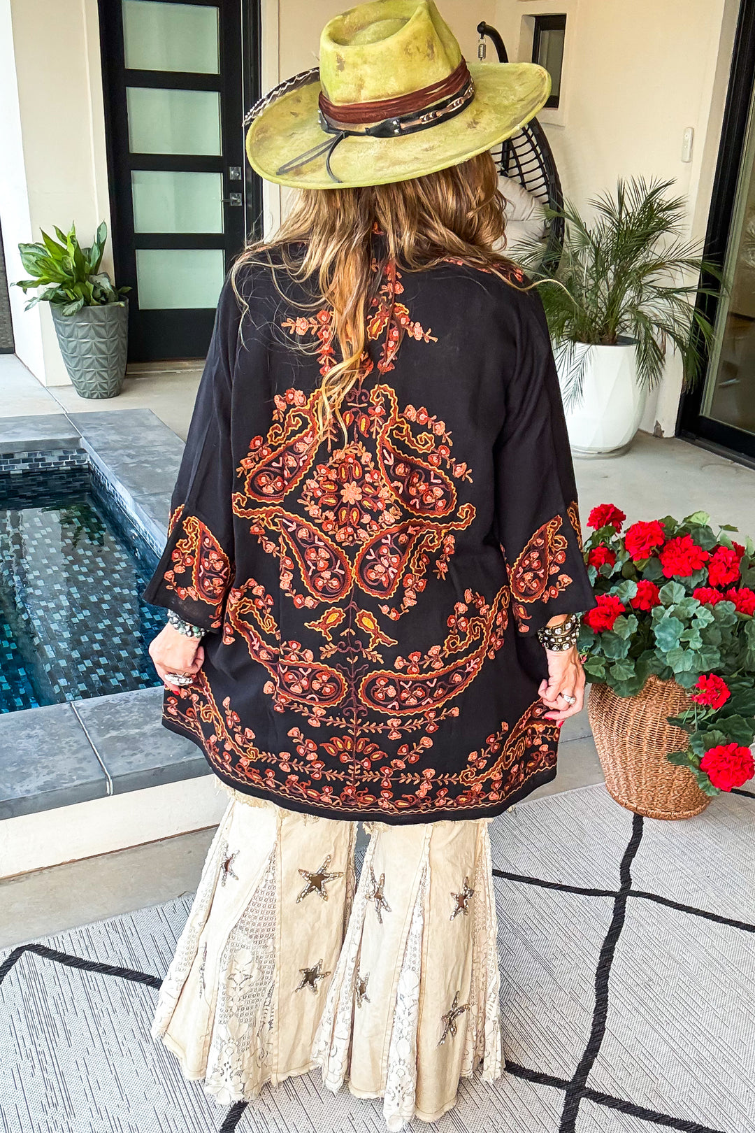 Beauty in Sight Embroidered Cardigan - Cotton Linen Blend  - Black