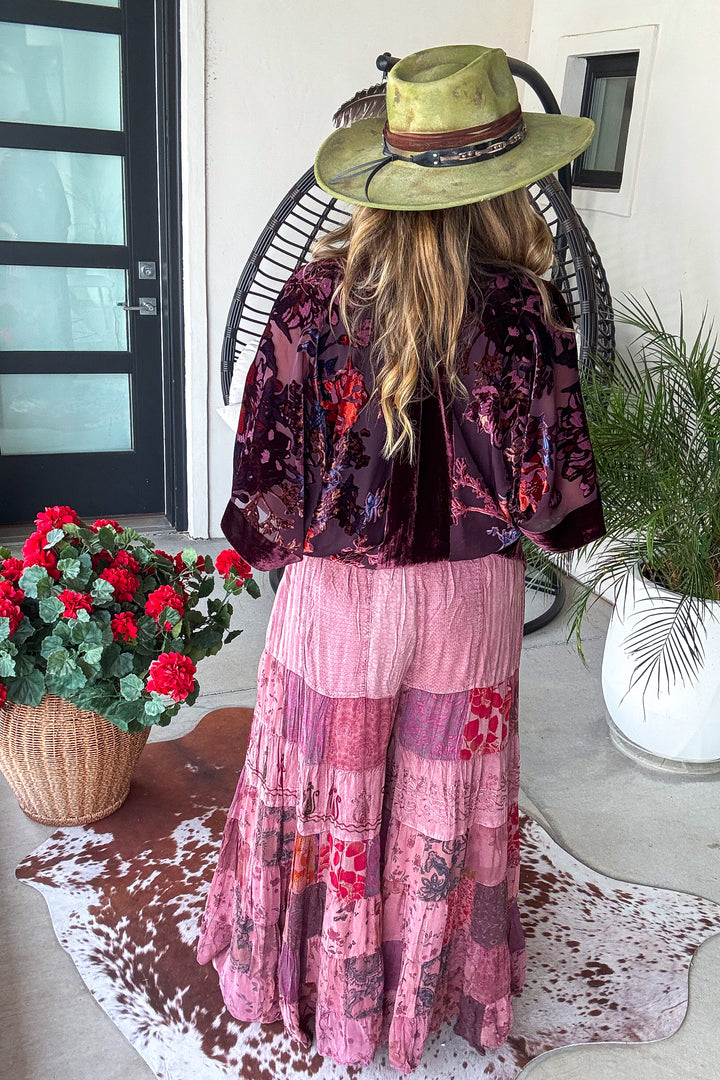 Boho Berry Elastic Waist Pants