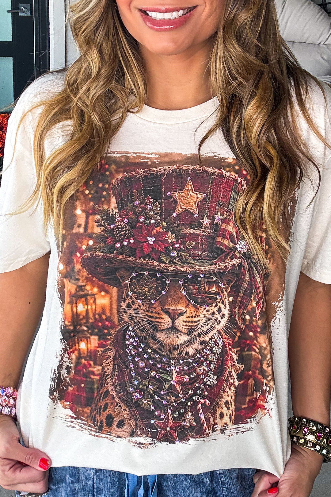 Festive And Fabulous Tiger Christmas Tee - 100% Cotton