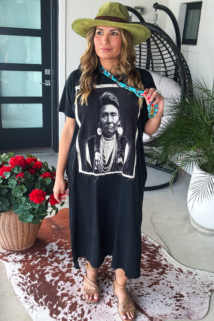 Chief Maxi Cotton Oversized Jersey Dress - 100% Cotton -Black