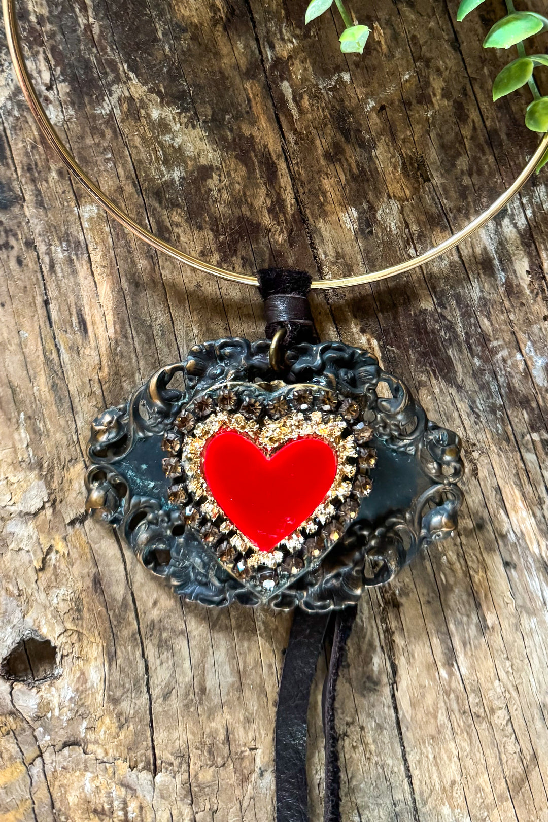Sacred Heart Statement Necklace – One of a Kind Handmade Piece