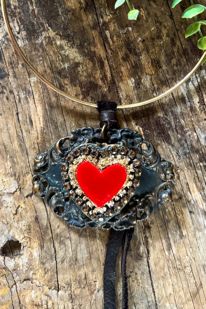 Sacred Heart Statement Necklace – One of a Kind Handmade Piece