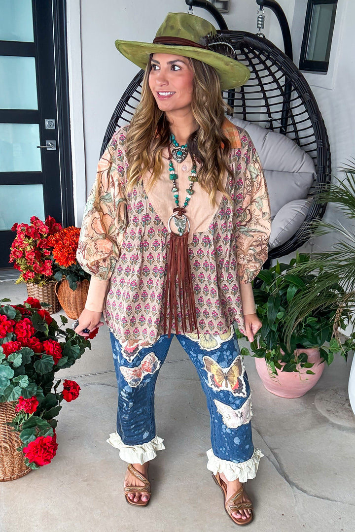 PRE ORDER: Harvest Treasures Tunic - Apricot Plaid - 100% Cotton