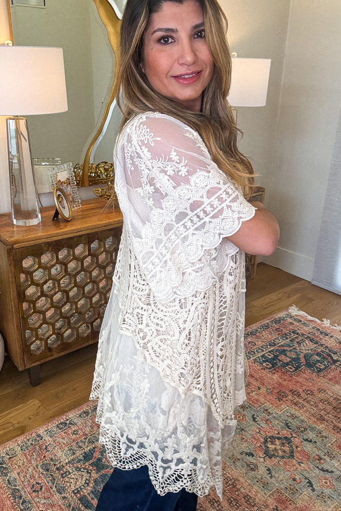 The Sweetest Hello Crochet Vest - Beige