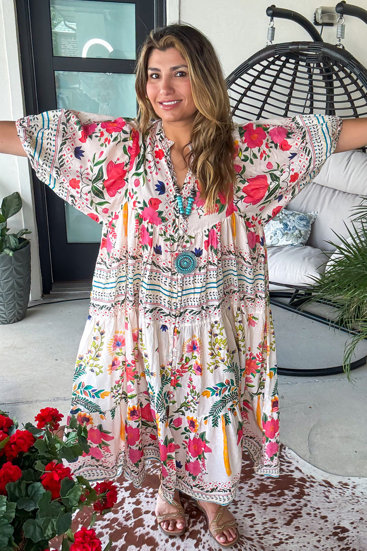 Sunlit Favor Dress - 100% Cotton - Natural Multi